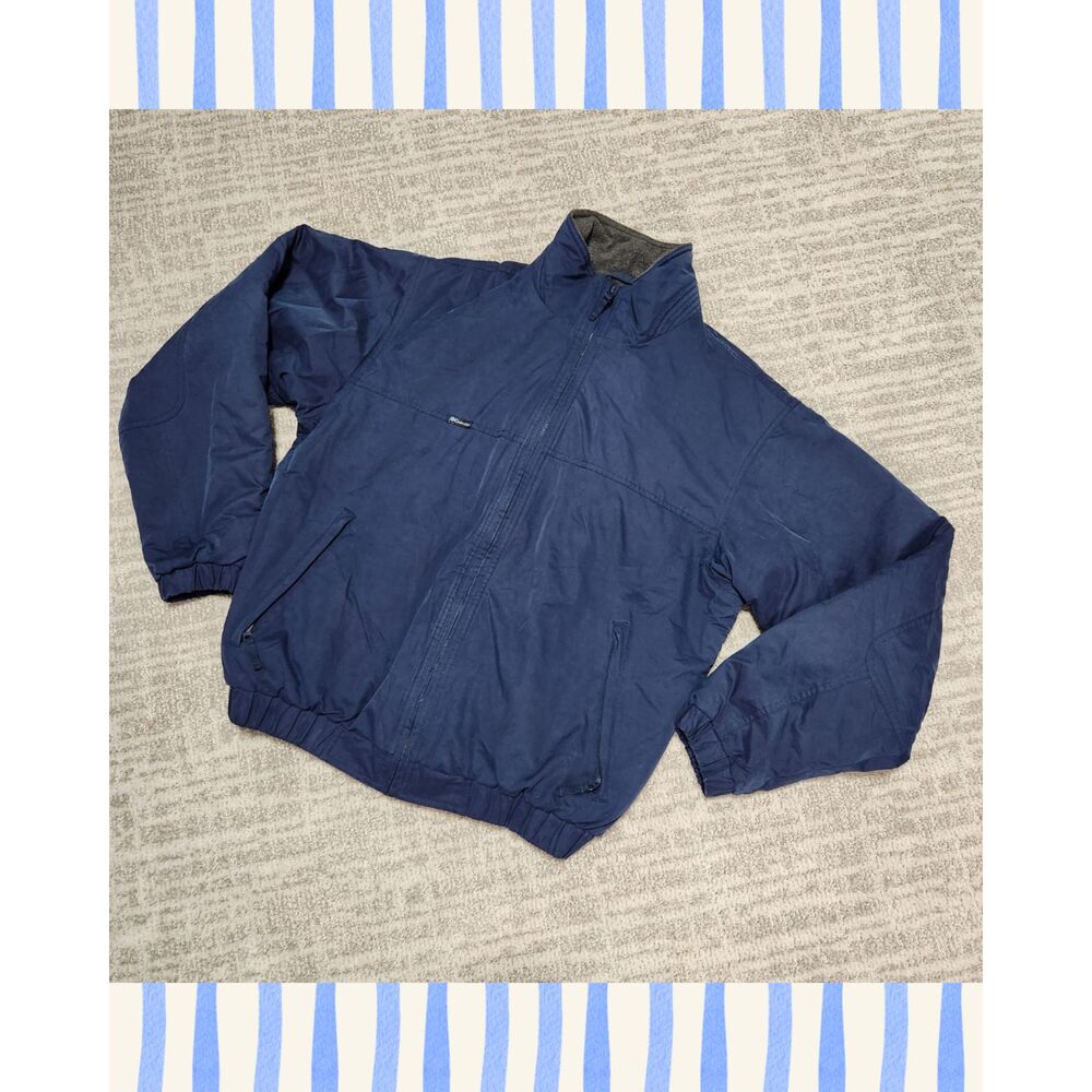 Vintage Columbia Blue Utility Fleece Lined Full Zip Jacket Mens Size L